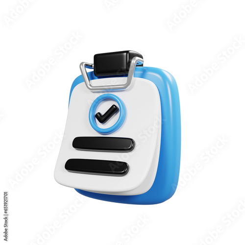 3d rendering blue clipboard icon isolated on white background. Task management icon concept