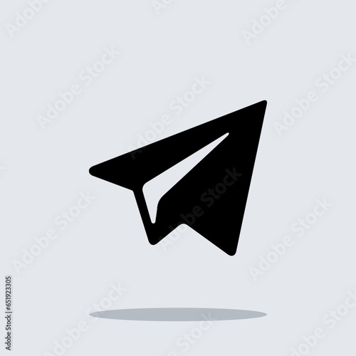 Airplane icon vector. Telegram logo design. Flat Social Media Sign isolated on gray background