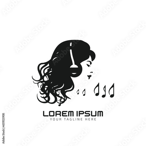 music icons with man ear attach headphones logo vector