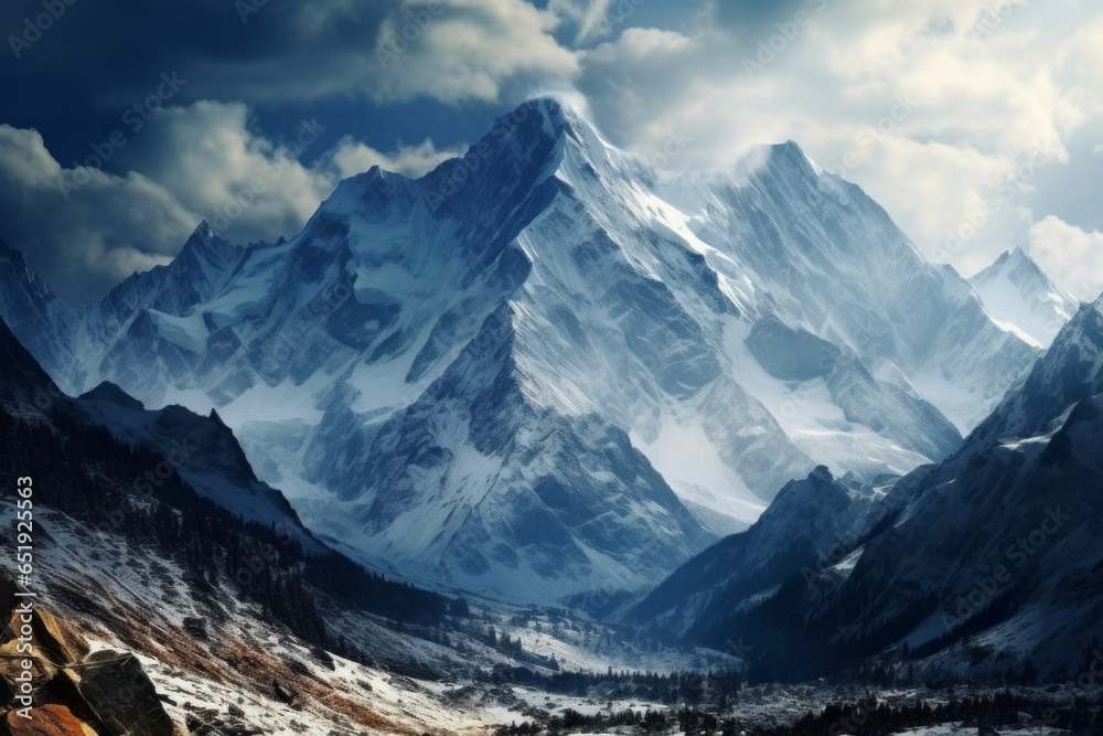 Obraz premium amazing mountain landscape of the high peaks of the himalayas covered in snow