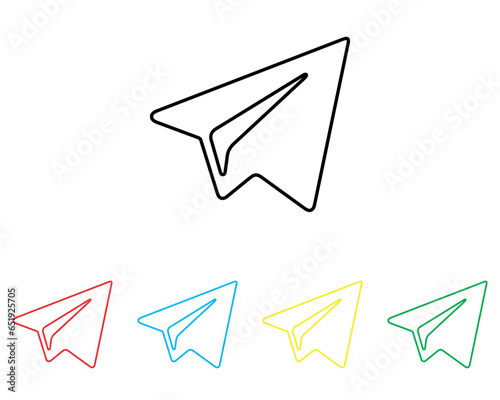 Airplane icon vector. Telegram sign symbol in trendy flat style. Set elements in colored icons. Telegram vector icon illustration isolated on white background