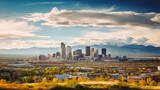 Stapleton Control and Downtown Denver: City Landscape and Urban Architecture Panorama View with Skyline and Building Sky Landscape