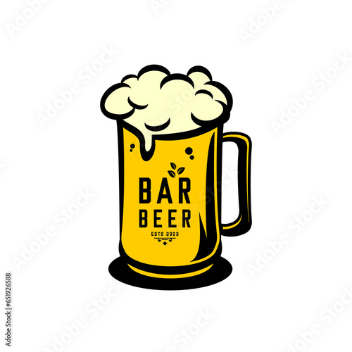 glass of beer vector on white background