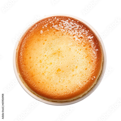 Top view of French food Souffle isolated on a white transparent background 