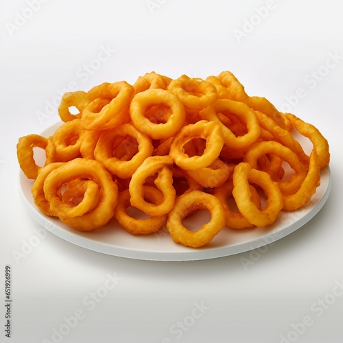 Crispy Fried Onion Rings isolated on white background