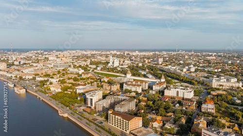 Astrakhan, Russia. View of the Astrakhan Kremlin from the Volga River, Aerial View