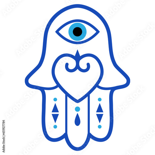 Vector graphic of the hamsa amulet for protection against evil eye