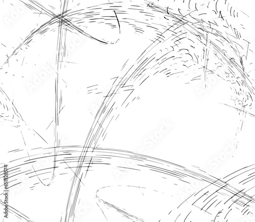 A seamless pattern of strokes of varying lengths and curvatures, rushing in a smooth avalanche-like flow in different directions. Black lines on a transparent background. Vector.