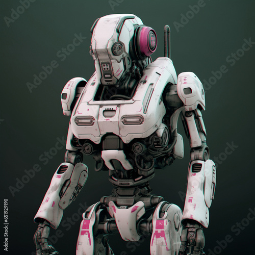 Mecha Robot Exoskeleton Droid Futuristic Bot Machine Space Heavy Battle Cyberpunk Humanoid Apocalypse Generative AI