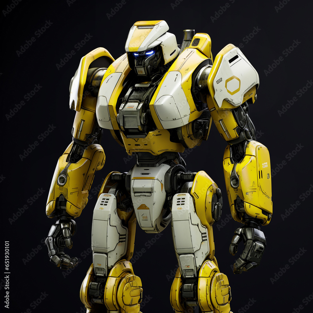 Mecha Robot Exoskeleton Droid Futuristic Bot Machine Space Heavy Battle Cyberpunk Humanoid Apocalypse Generative AI