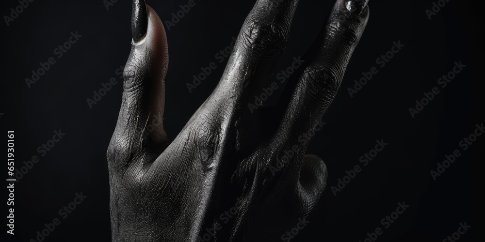 In the shadows, a witch's hands. In the shadows, a witch's hands.
