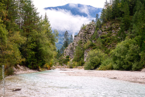 Pisnica valley in Triglav National Park, Kranjska Gora, Slovenia. Scenic land...