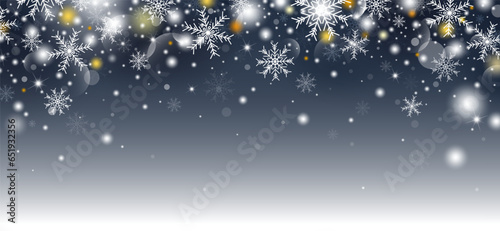 Winter and christmas background design of snowflake with snowfall vector illustration