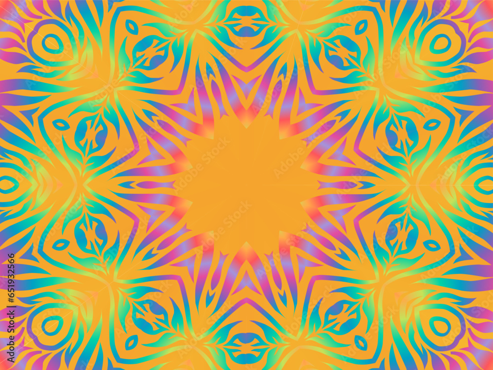 Beautiful colourful caleidoscope gradient batik ethnic dayak flowers line art pattern Beautiful colourful caleidoscope gradient batik ethnic dayak flowers line art pattern