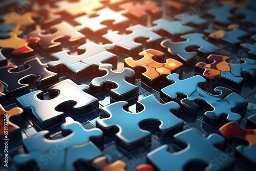 A pile of puzzle pieces with one missing. This image can be used to represent problem-solving, teamwork, challenges, or completing a task. It can also be used in educational materials or articles abou