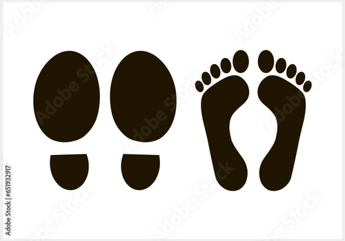 Foot print foot shoes icon isolated. Human footprint silhouette. Footcare Travel barefoot. Vector illustration EPS 10