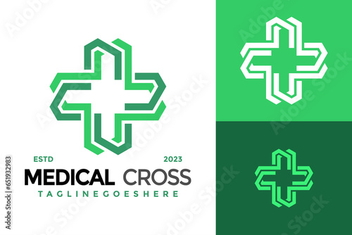 Medical cross Logo design vector symbol icon illustration