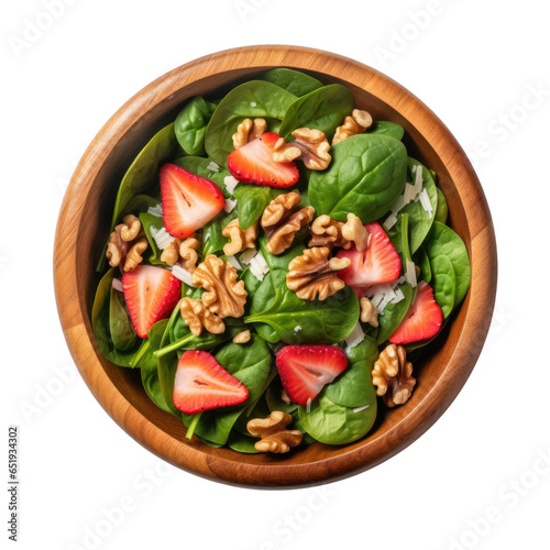 Wooden Bowl of Spinach Sala...