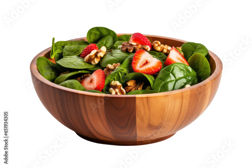 Wooden Bowl of Spinach Sala...