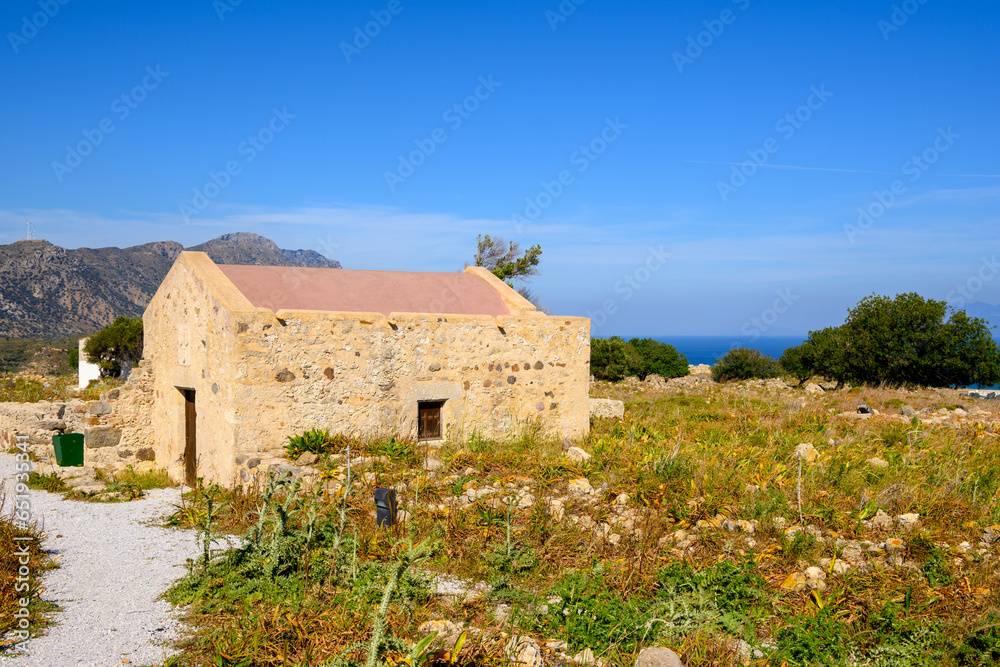 Saint Nikolaos Holy Orthodox chapel inside the castle of Antimachia on the island of Kos in Greece