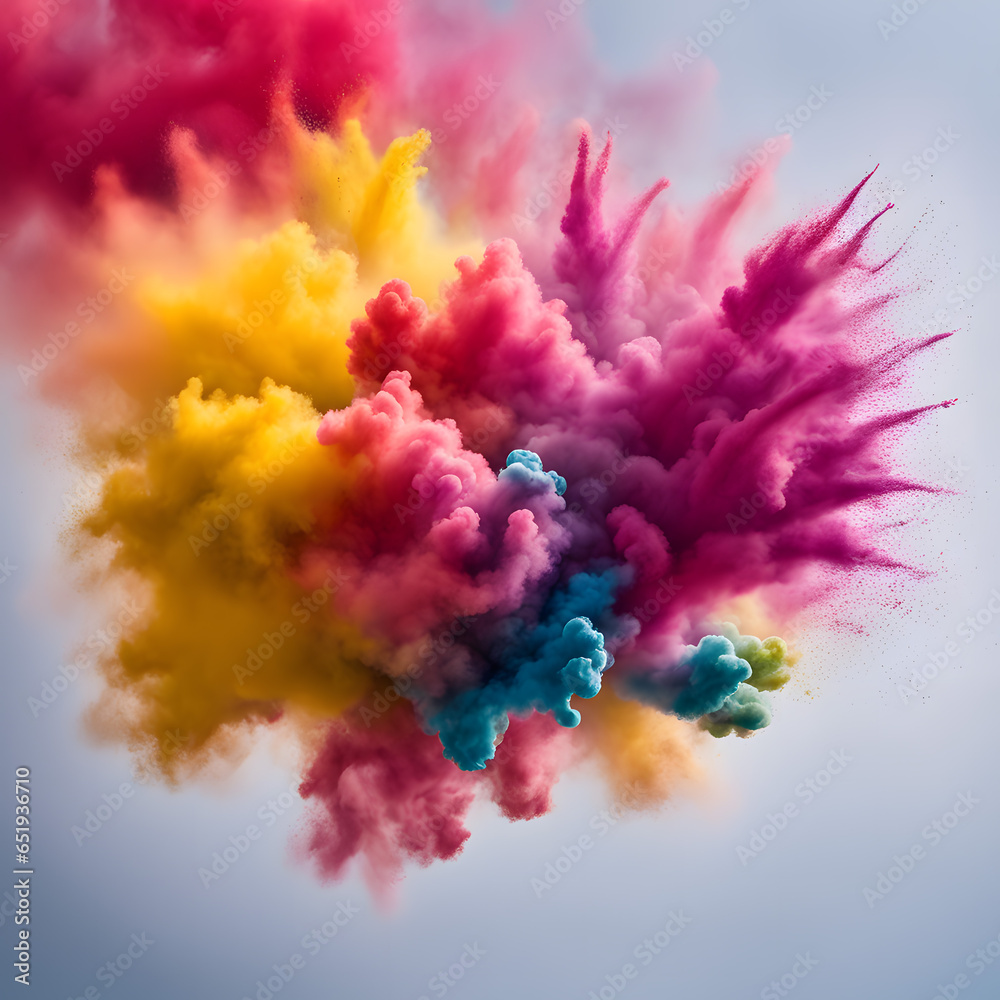 Fantastic Colored powder explosion art. Generative AI
