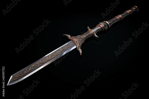 Sharp Ancient sword fantasy silver. Myth metal. Generate Ai
