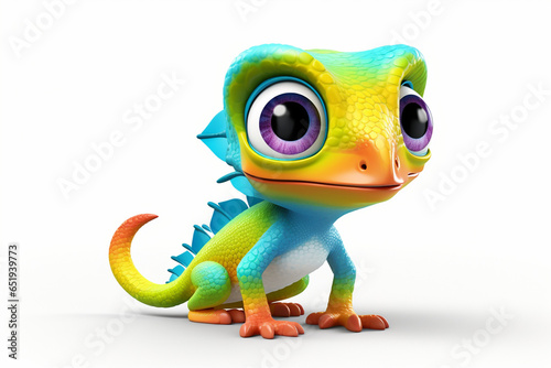 3d cartoon design cute character of a chameleon