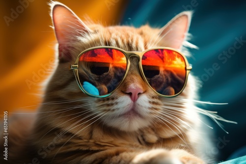 Chic Cat stylish glasses. Smart pet vision. Generate Ai