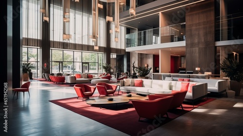 Interior of a modern luxury hotel lobby