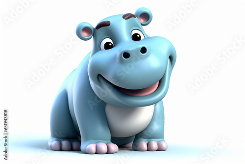 3d cartoon design cute character of a hippo