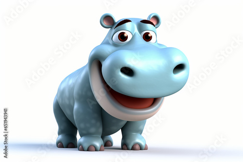 3d cartoon design cute character of a hippo