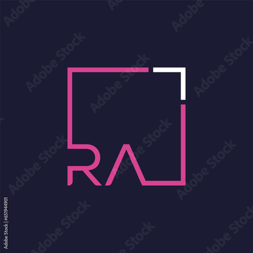 Creative initial letter RA square logo design concept vector template