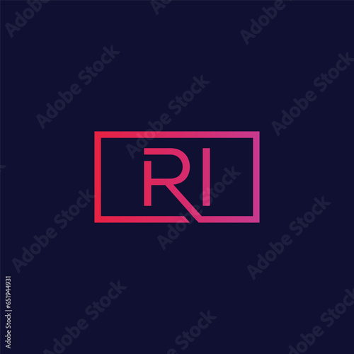 Creative initial letter RI square logo design concept vector template