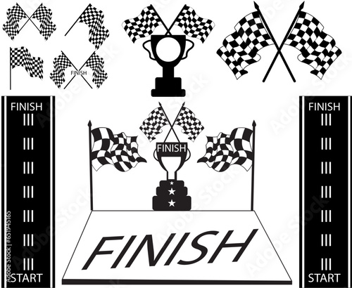 Tropy finish flag checkered flags vector background with flat design