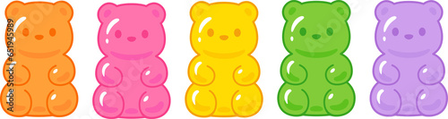 Wallpaper Mural Cute cartoon gummy bears drawing set. Colorful bear shaped candy clip art Illustration. Torontodigital.ca