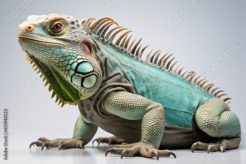 green iguana on a black background © Mynn Shariff