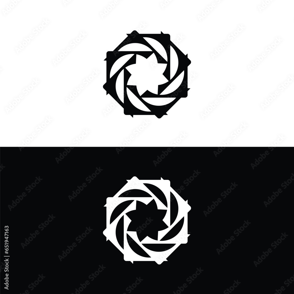 Black and white circle vector logo template design Black and white circle vector logo template design