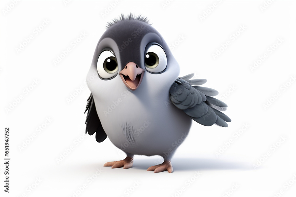 3d cartoon design cute character of a bird