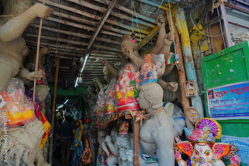 Kolkata, West Bengal, India - September 2023 -  Kumartuli is the place where sculptors make the idols © Kunal