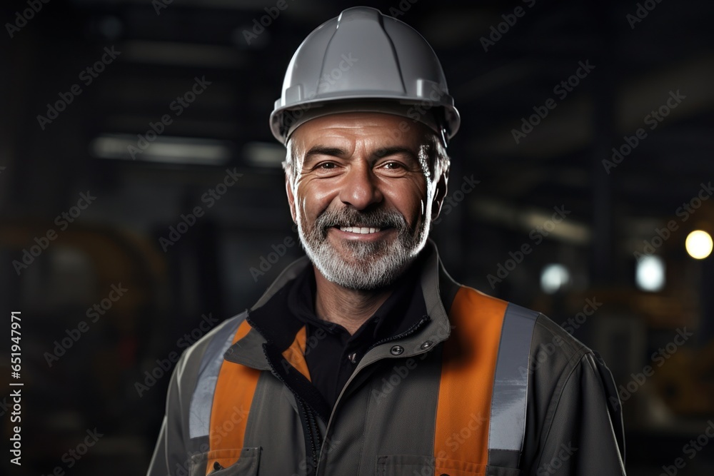 Fototapeta premium Smart portrait, male senior engineer standing with his arms crossed confidently.