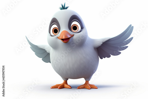 3d cartoon design cute character of a bird