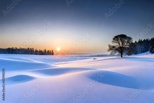 winter sunset in the mountains © Image Studio