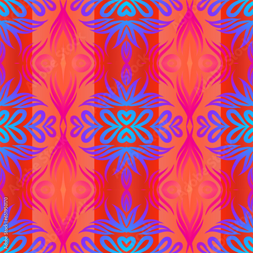 Seamless colourful batik ethnic dayak aztec Kalimantan pattern for background textile garment 