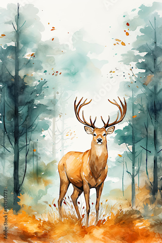 Watercolor Reindeer Digital Papers, Woodland Scenes Background, Reindeer Papers, Printable Reindeer Backgrounds, Woodland Animal Papers © ChinnishaArts