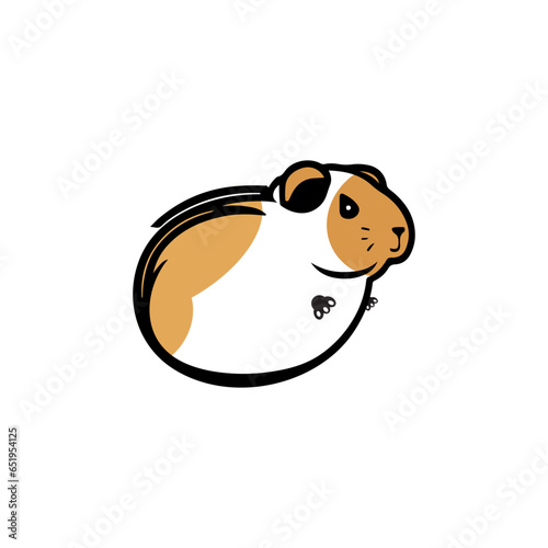 Cute guinea pig flat design vector. isolated on white