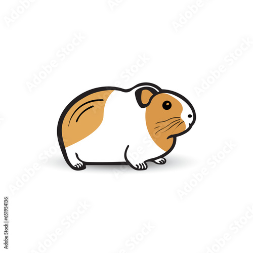 Cute guinea pig flat design vector. isolated on white