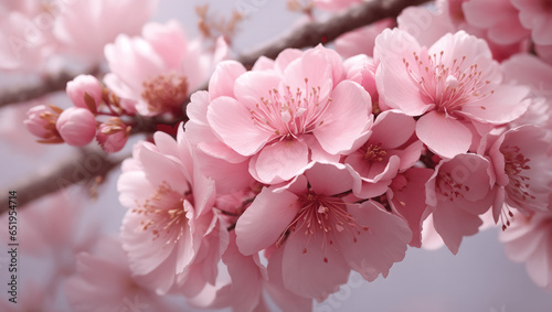 Sakura flower. Cherry blossom close up. Springtime floral background © Logvin art