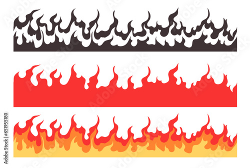 Fire flame cartoon burn isolated set. Vector graphic design illustration