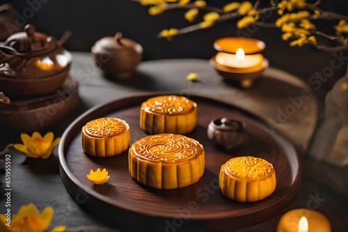 Chinese mooncakes - concept of Mid-Autumn Festival