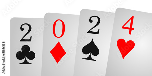 Year card 2024. New year. Suit icon - stock vector